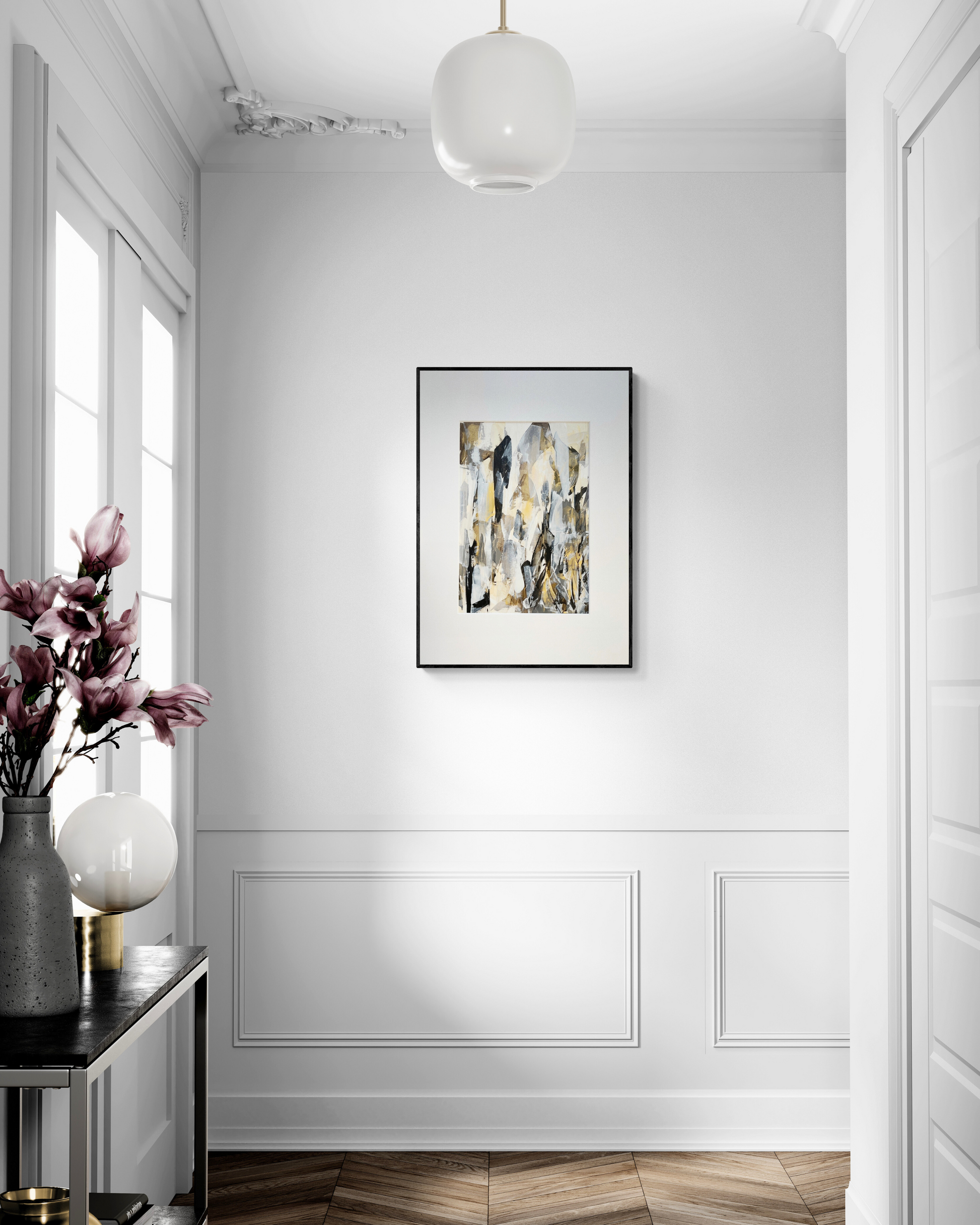 Antiquity | Original Abstract artwork on paper | A1 | neutral palette with gold | Chris Moss Art