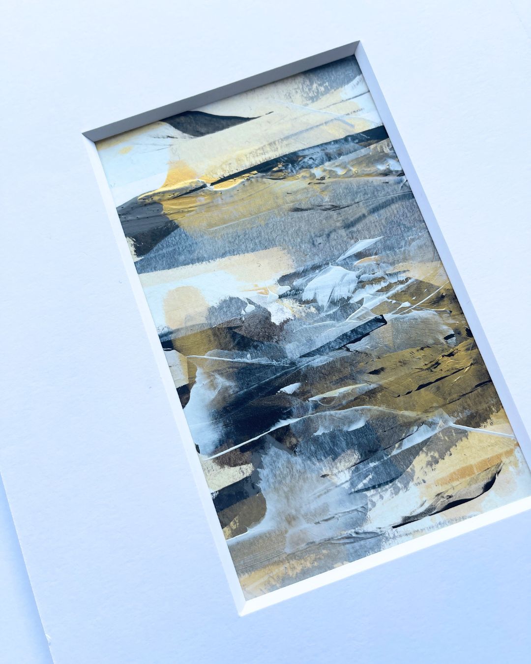 Dune | neutral & gold abstract painting on paper | mounted and unframed | A2 | Chris Moss Art