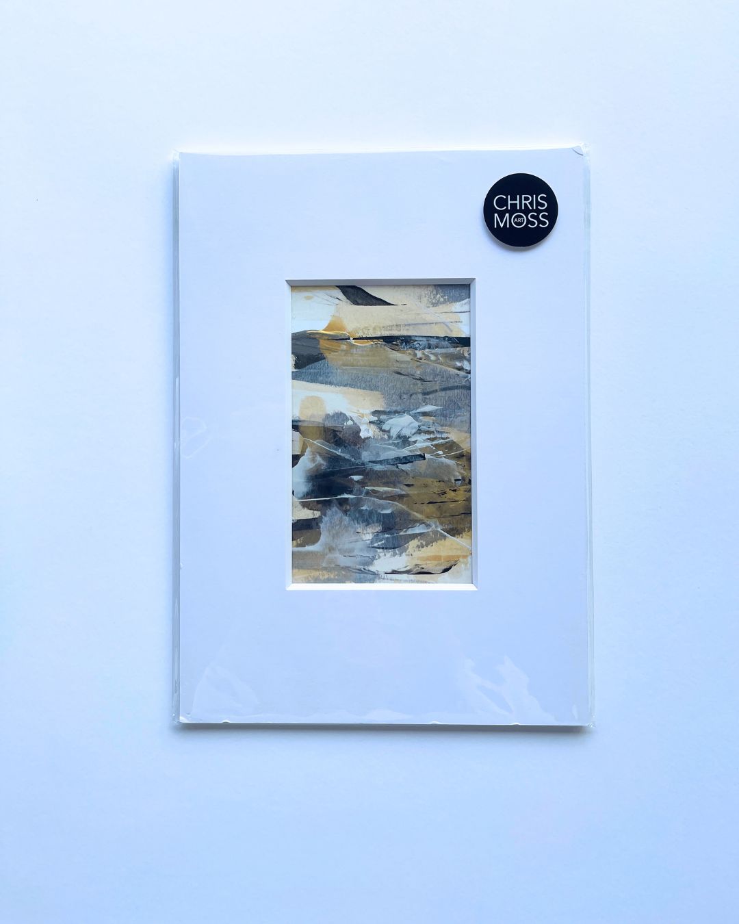 Dune | neutral & gold abstract painting on paper | mounted and unframed | packaged | A2 | Chris Moss Art