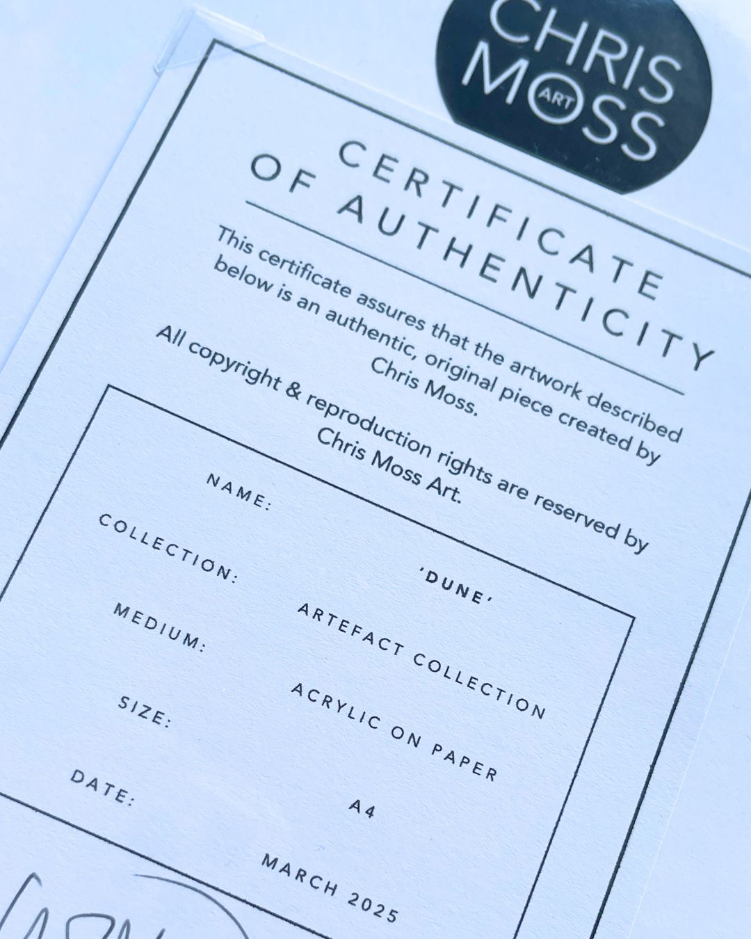 Dune | neutral & gold abstract painting on paper | mounted and unframed | certificate of authenticity | A2 | Chris Moss Art