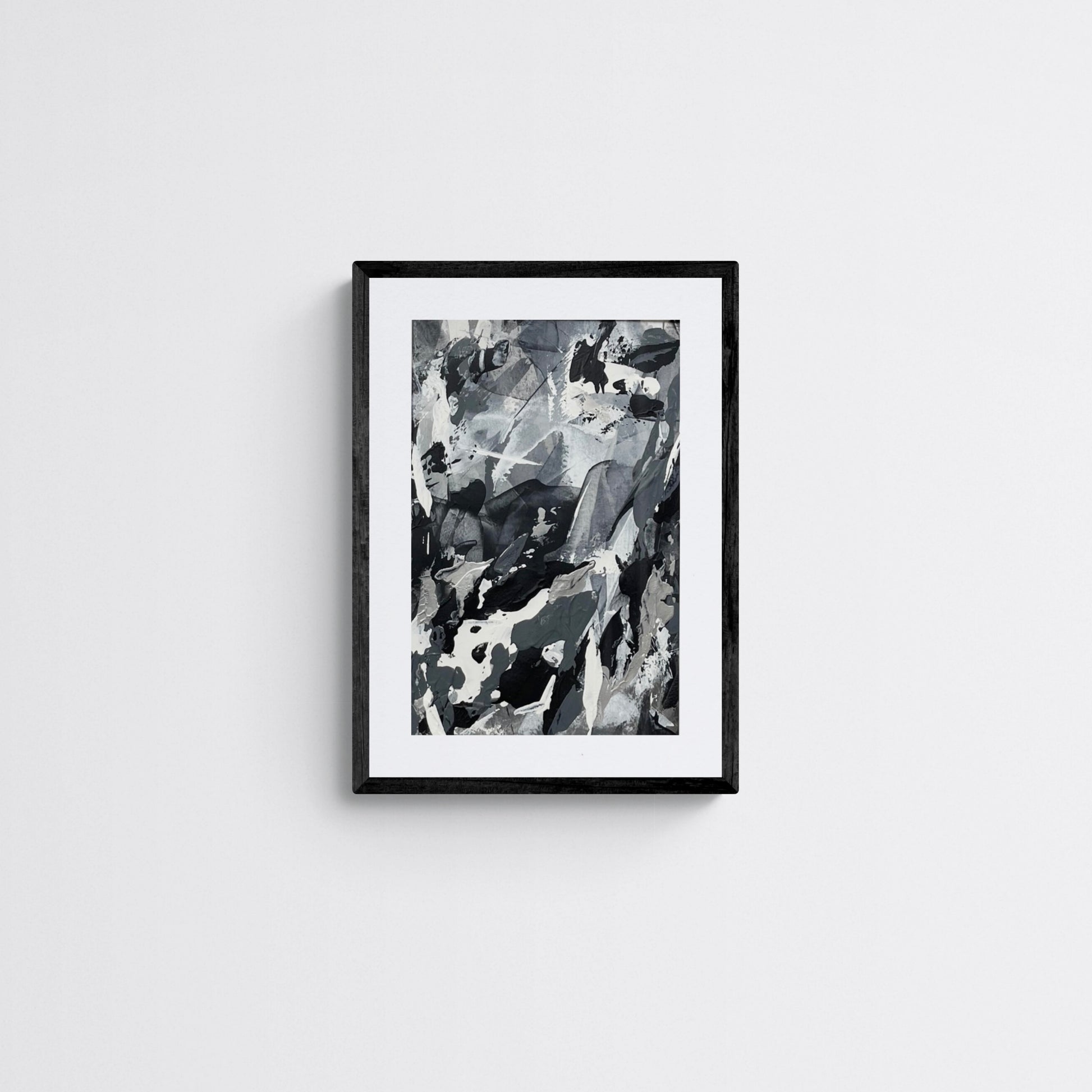 Echo No.3 | Original monochrome abstract artwork on paper. Size A3 mounted. Chris Moss Art