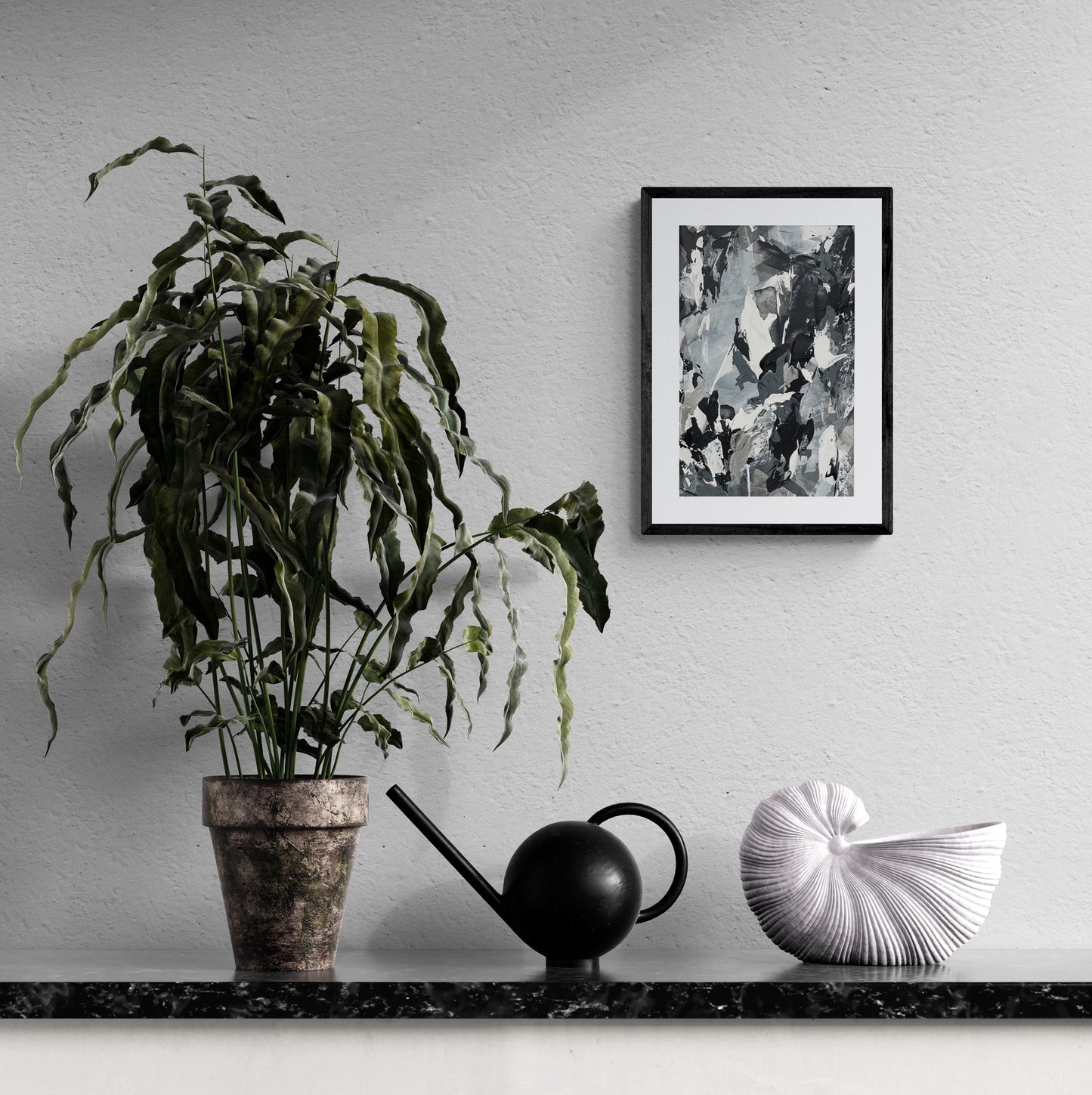 Echo No.5 | Original monochrome abstract artwork on paper. Size: A3. Chris Moss Art