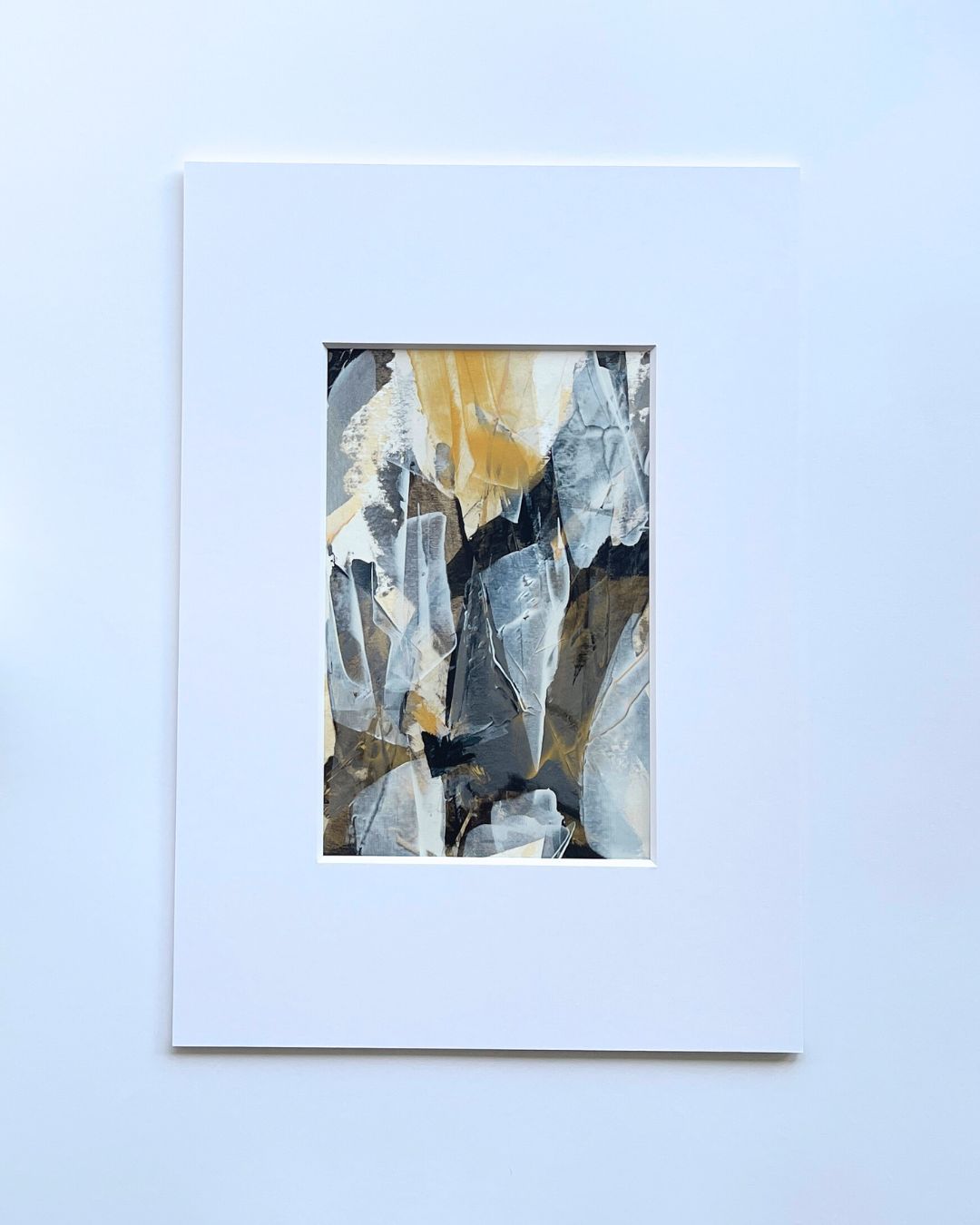 Embers | Neutral & gold original abstract painting on paper | mounted to A3 | Chris Moss Art