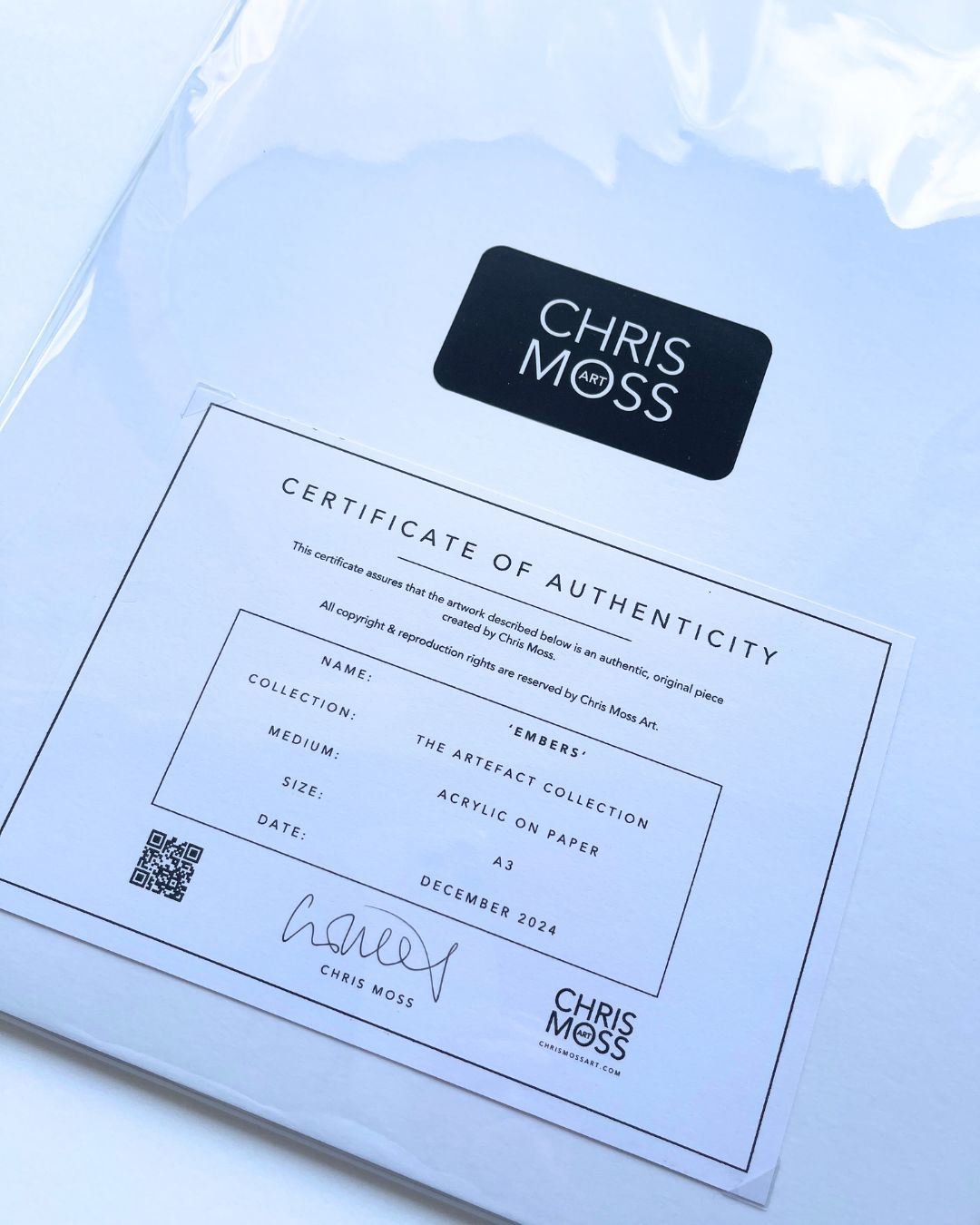 Embers | Neutral & gold original abstract painting on paper | mounted to A3 | certificate of authenticity | Chris Moss Art