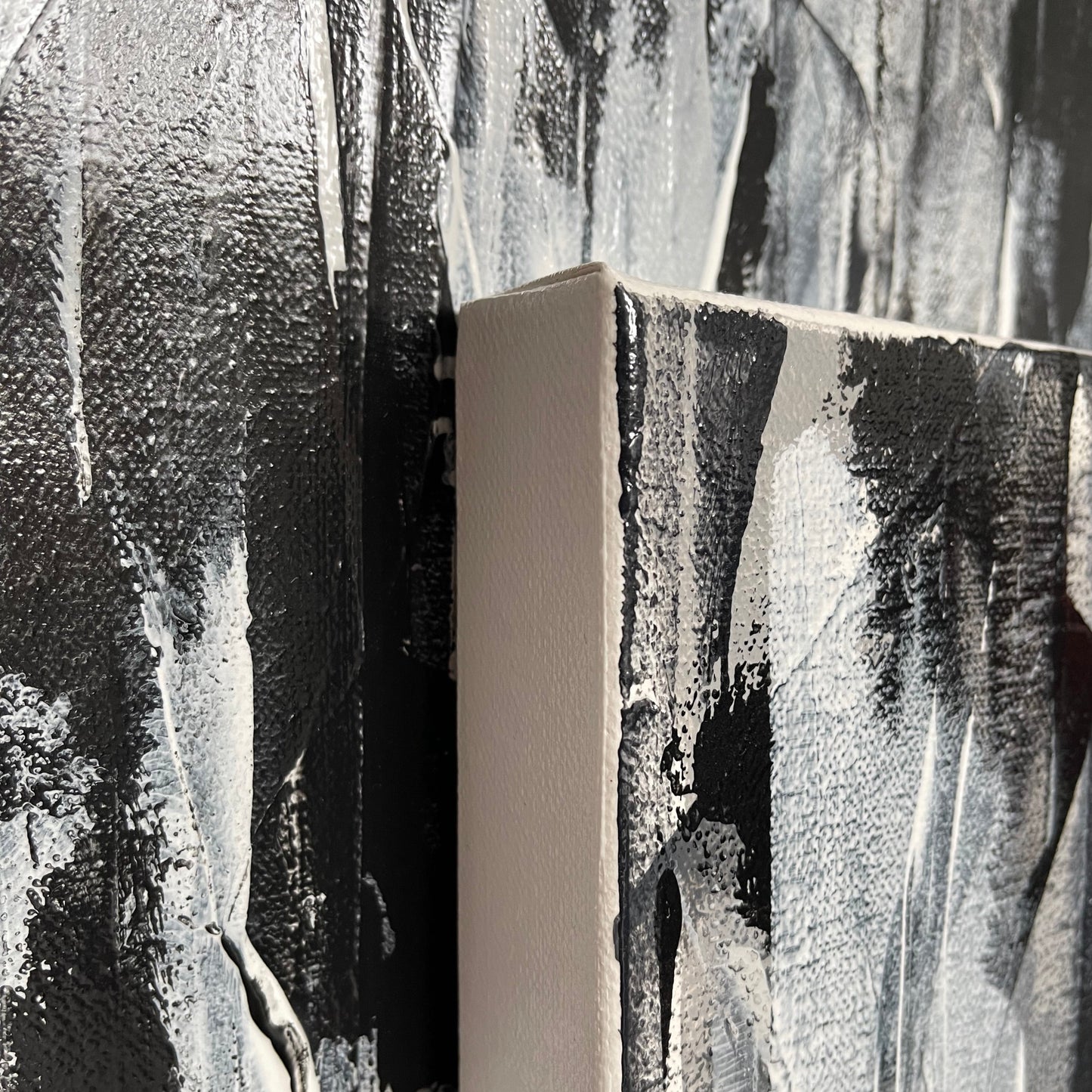 Spirit. Monochrome abstract painting on canvas. 51x61cm. Chris Moss Art