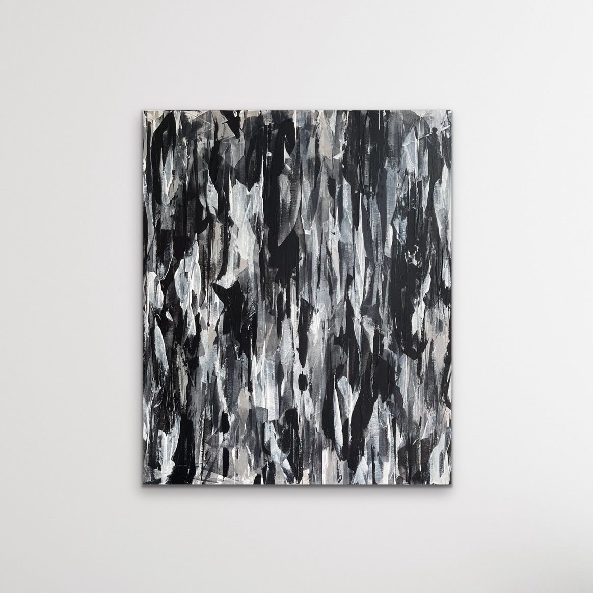 Semblance. Monochrome abstract artwork on canvas. 100x120cm. Chris Moss Art