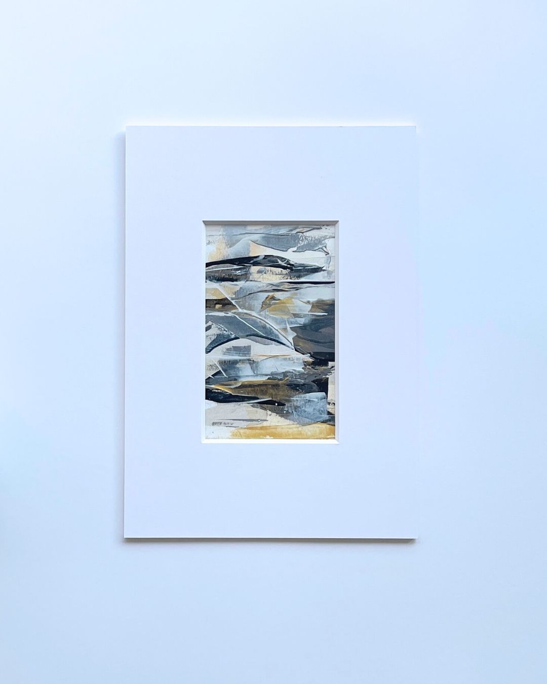 Ore | neutral & gold original abstract painting on paper | mounted to A4 | Chris Moss Art