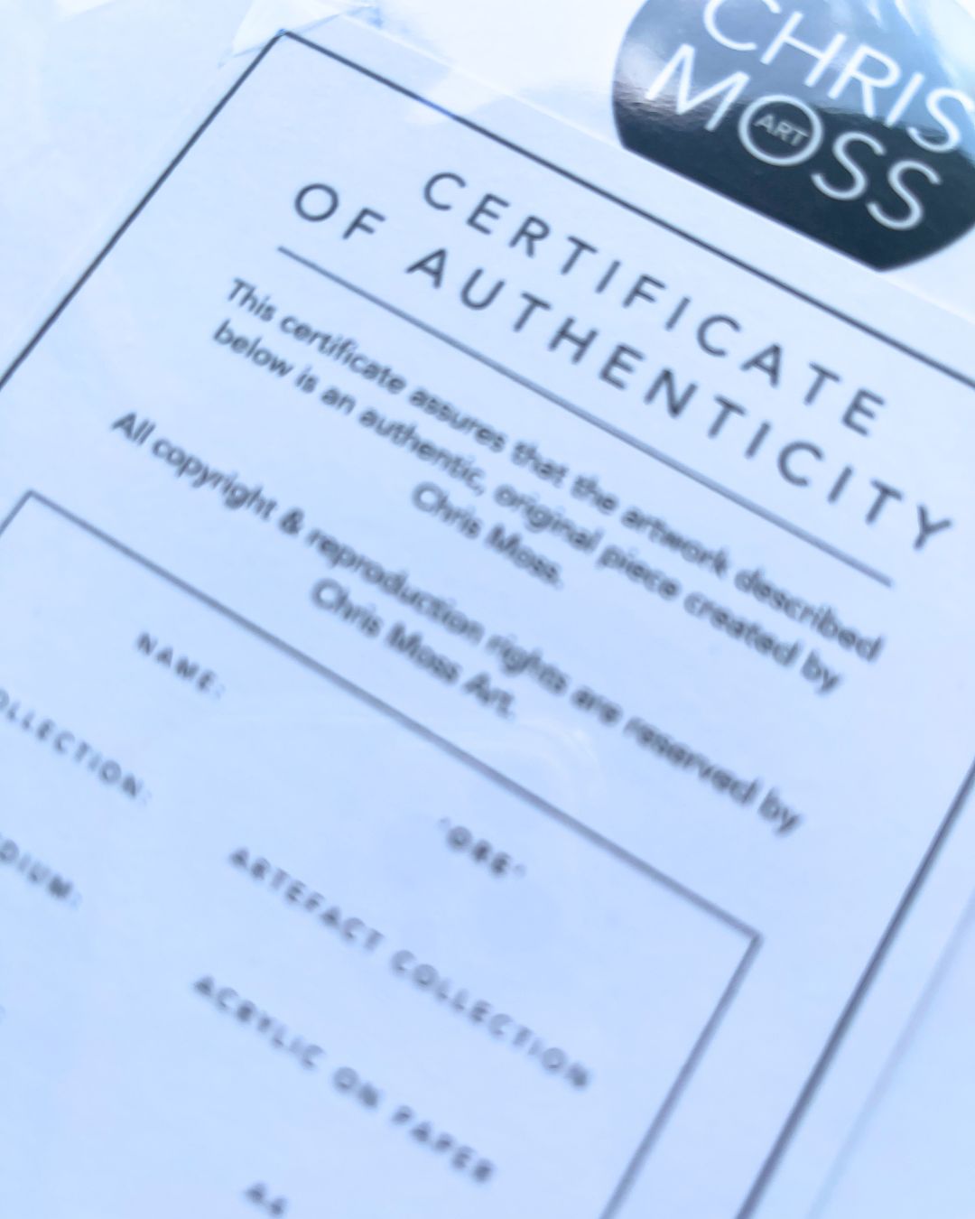 Ore | neutral & gold original abstract painting on paper | mounted to A4 | Certificate of authenticity | Chris Moss Art