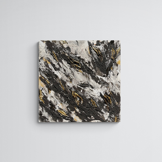 PHAROS | Original textured abstract artwork on canvas with neutral palette, gold-leaf and sand | 61X61cm | ready to hang UNFRAMED WITH D-RINGS AND WIRE INCLUDED. Chris Moss Art