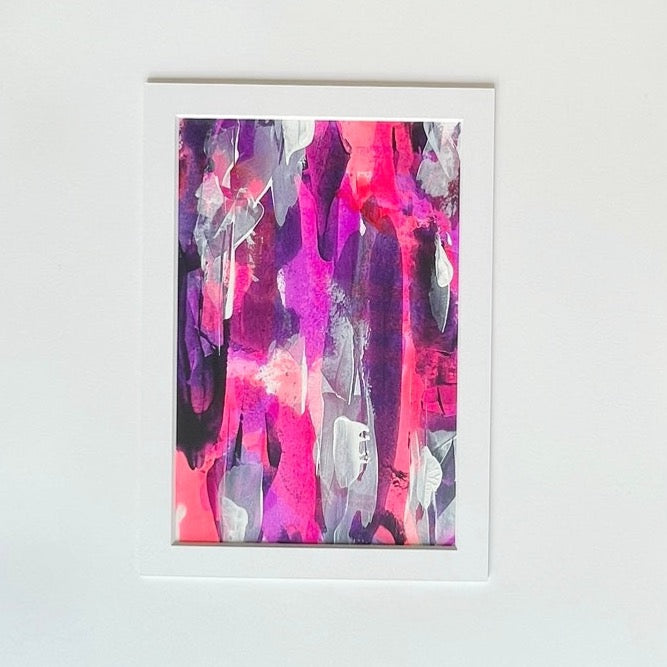 Crescendo. Pink, violet and white abstract painting on paper. A3. Chris Moss Art