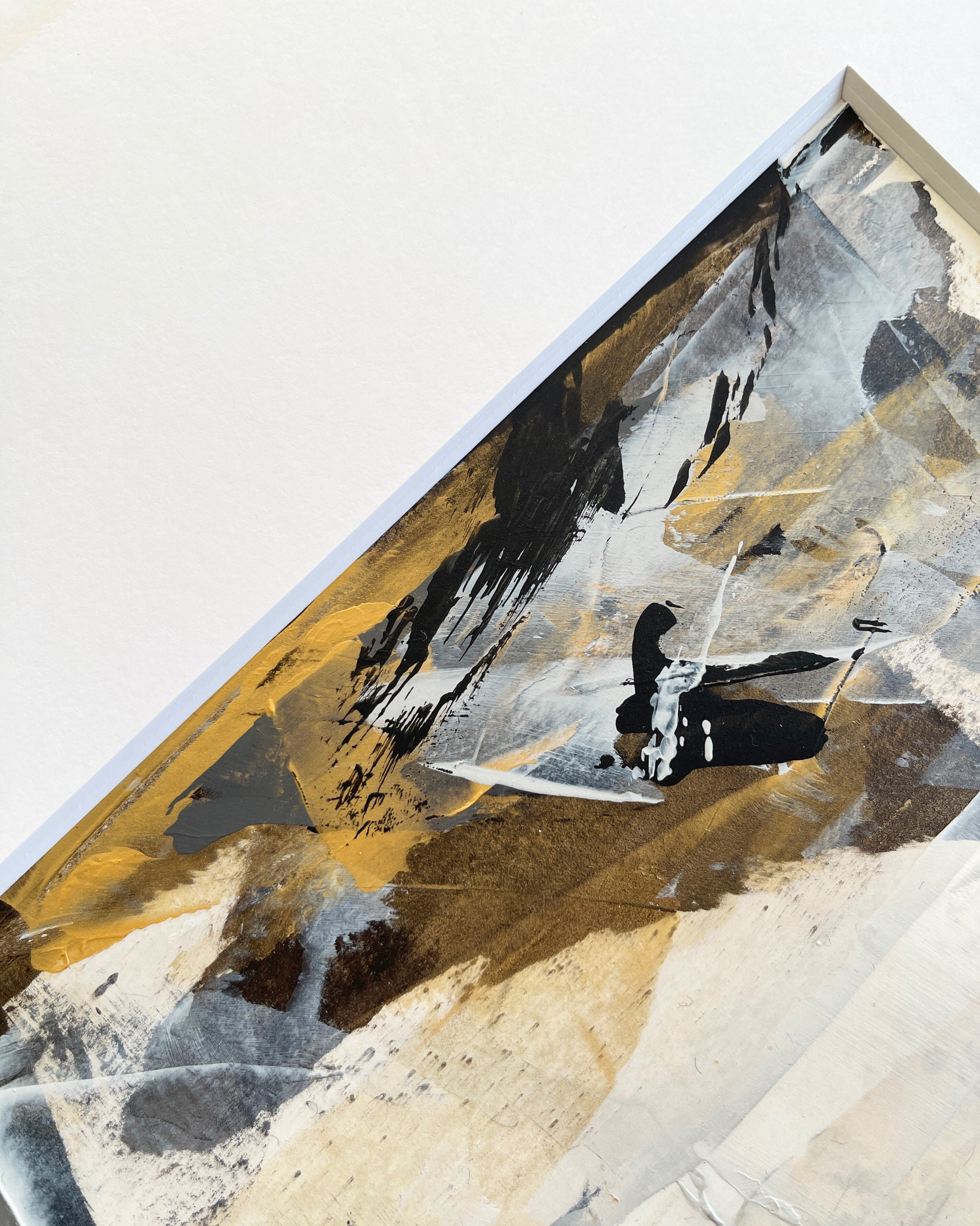 Rift - Diptych | Original Abstract Artworks on Paper  | 2 x A2 | Neutral palette with gold | Chris Moss Art