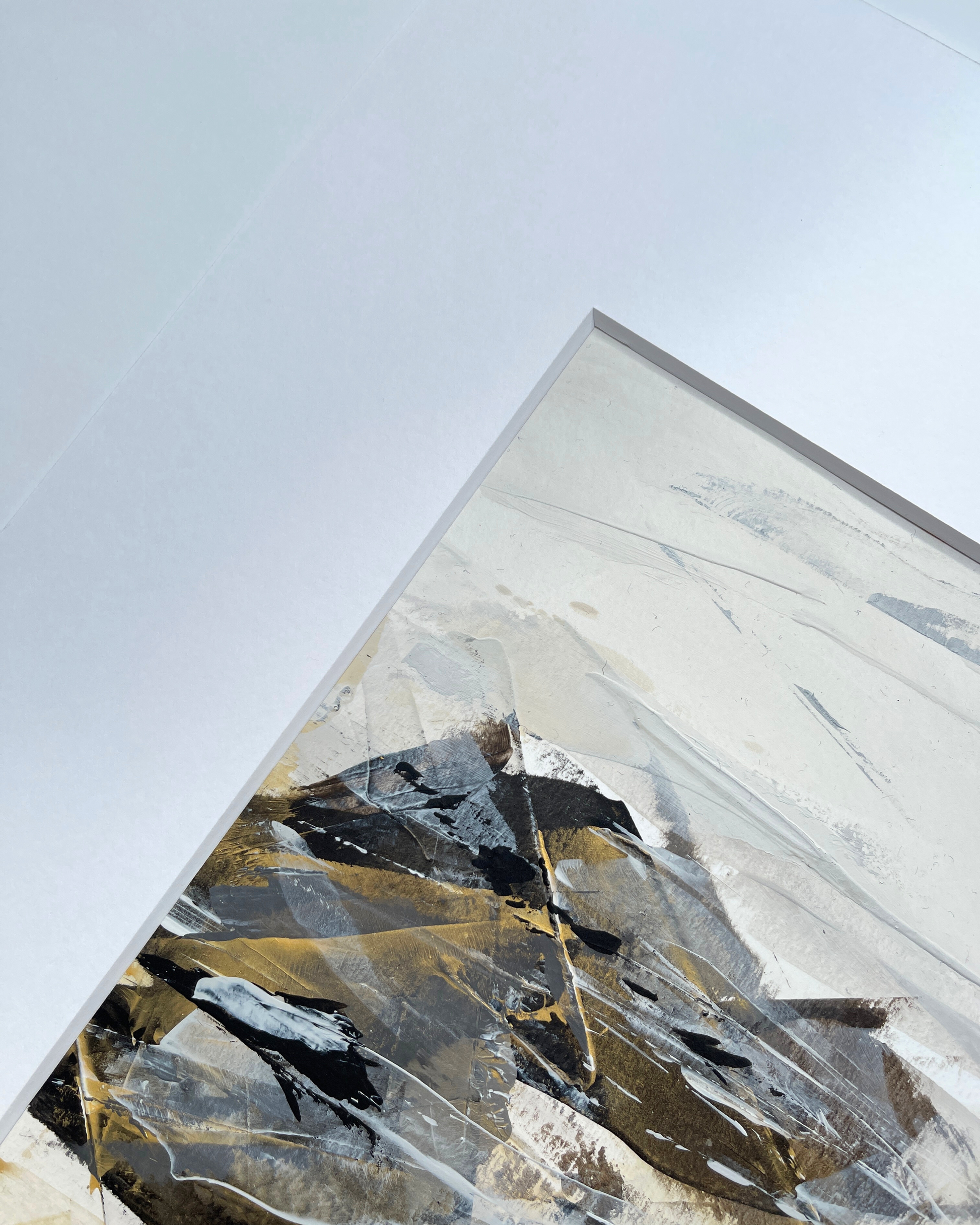 Terrain | Original Abstract Artwork on Paper | A2 | Neutral palette with gold | Chris Moss Art