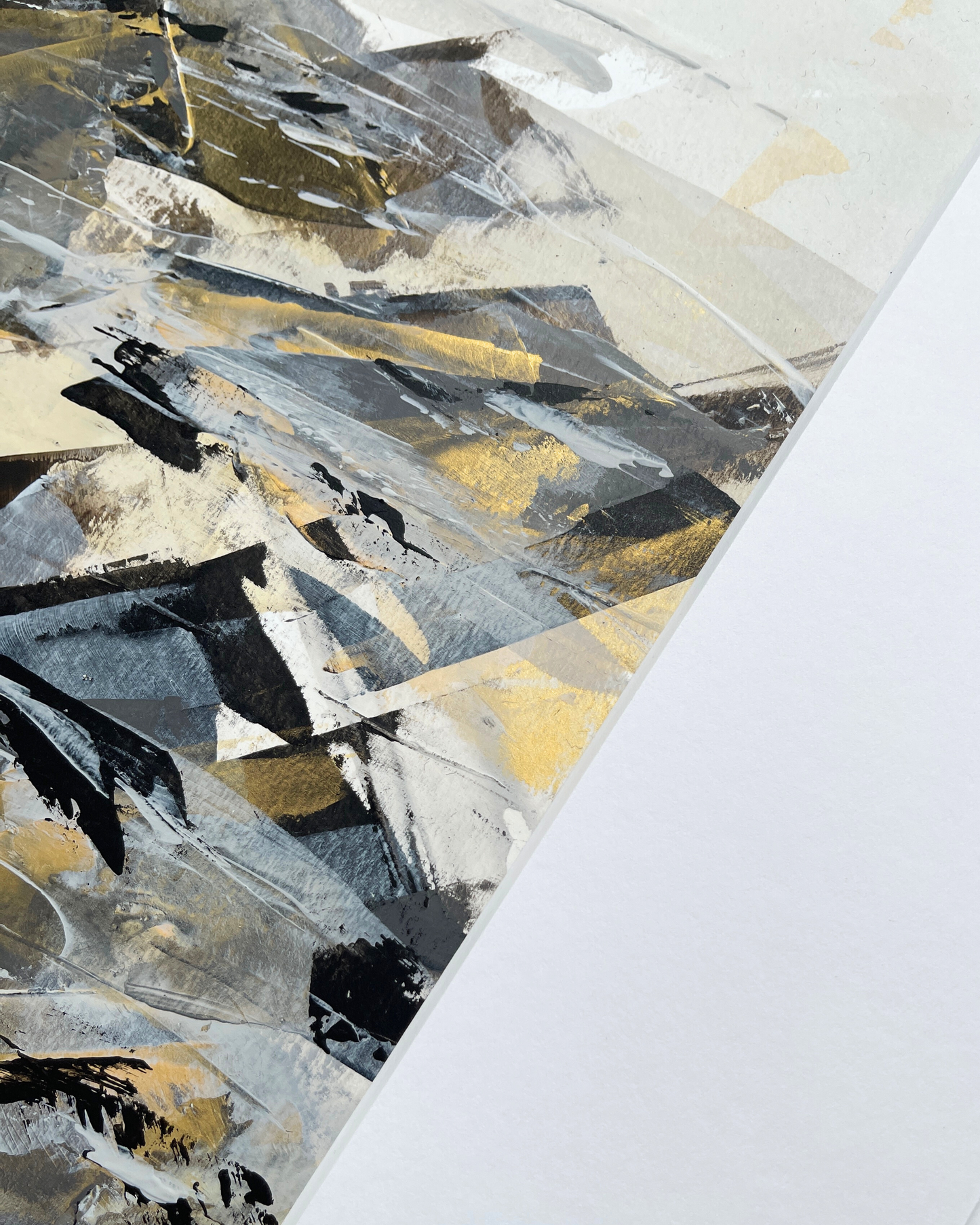 Terrain | Original Abstract Artwork on Paper | A2 | Neutral palette with gold | Chris Moss Art