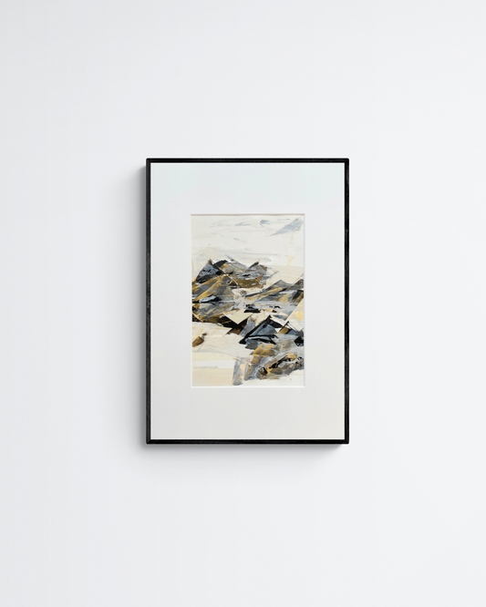 Terrain | Original Abstract Artwork on Paper | A2 | Neutral palette with gold | Chris Moss Art