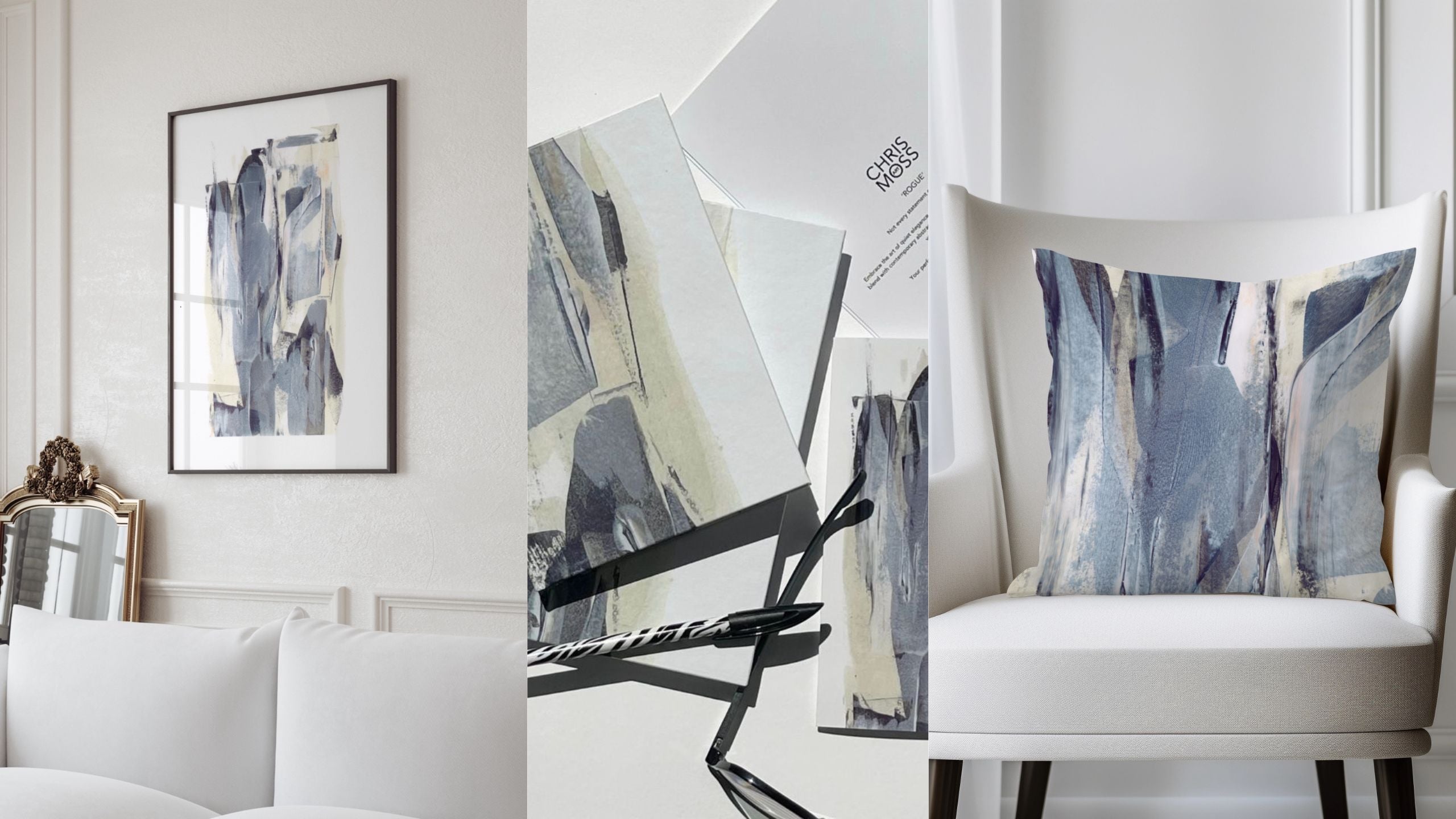 Neutral abstract fine art print, stationery and cushion | Rogue Collection by Chris Moss