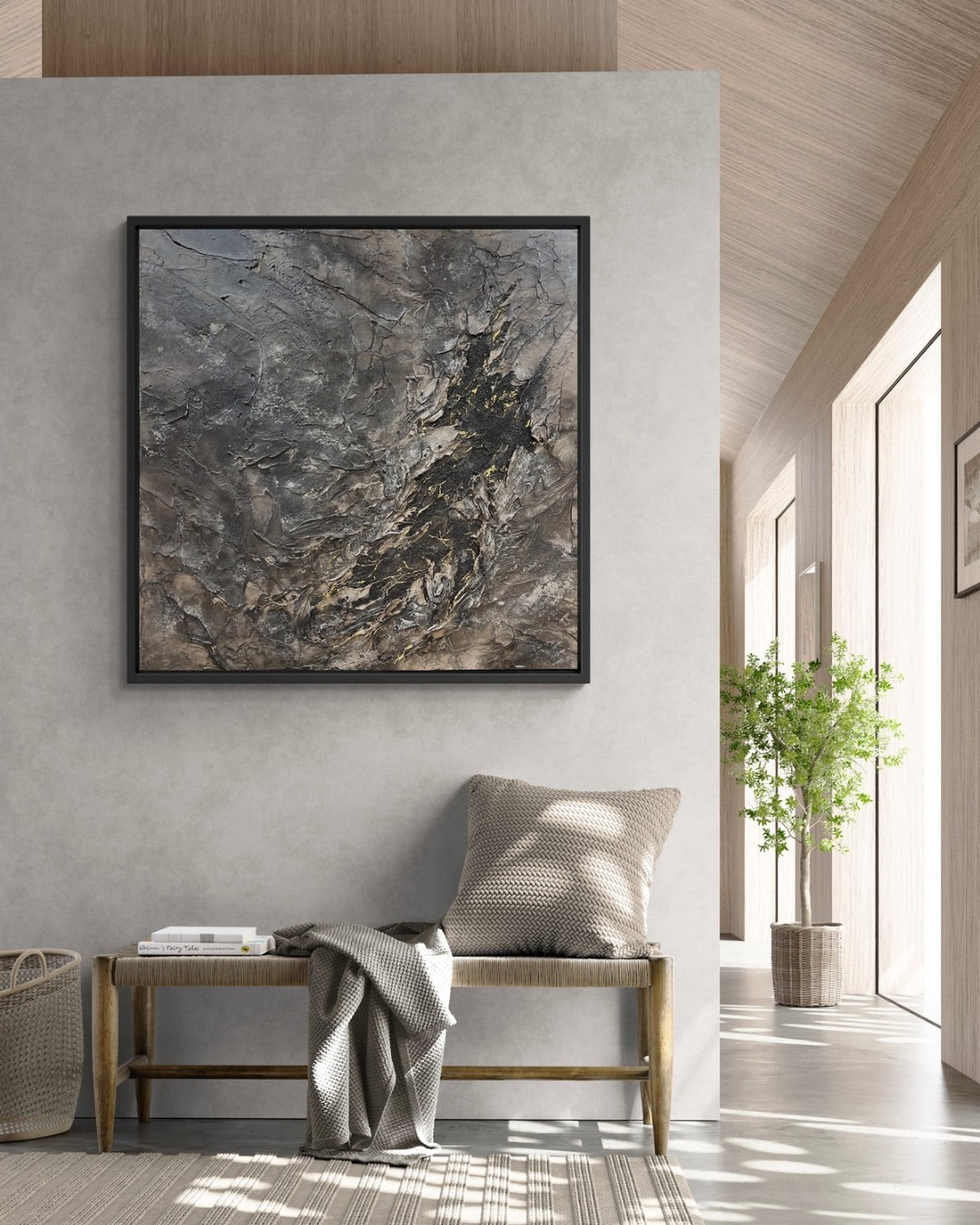 Neutral, textured organic modern abstract artwork on canvas | Artefact Collection | Relic by Chris Moss