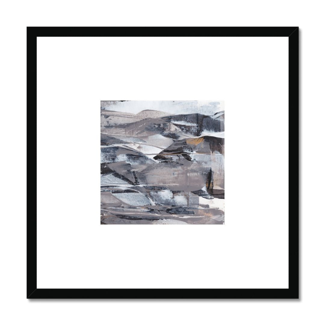 Vesper | neutral gold taupe black and white abstract fine art print | styled in black frame | Chris Moss Art