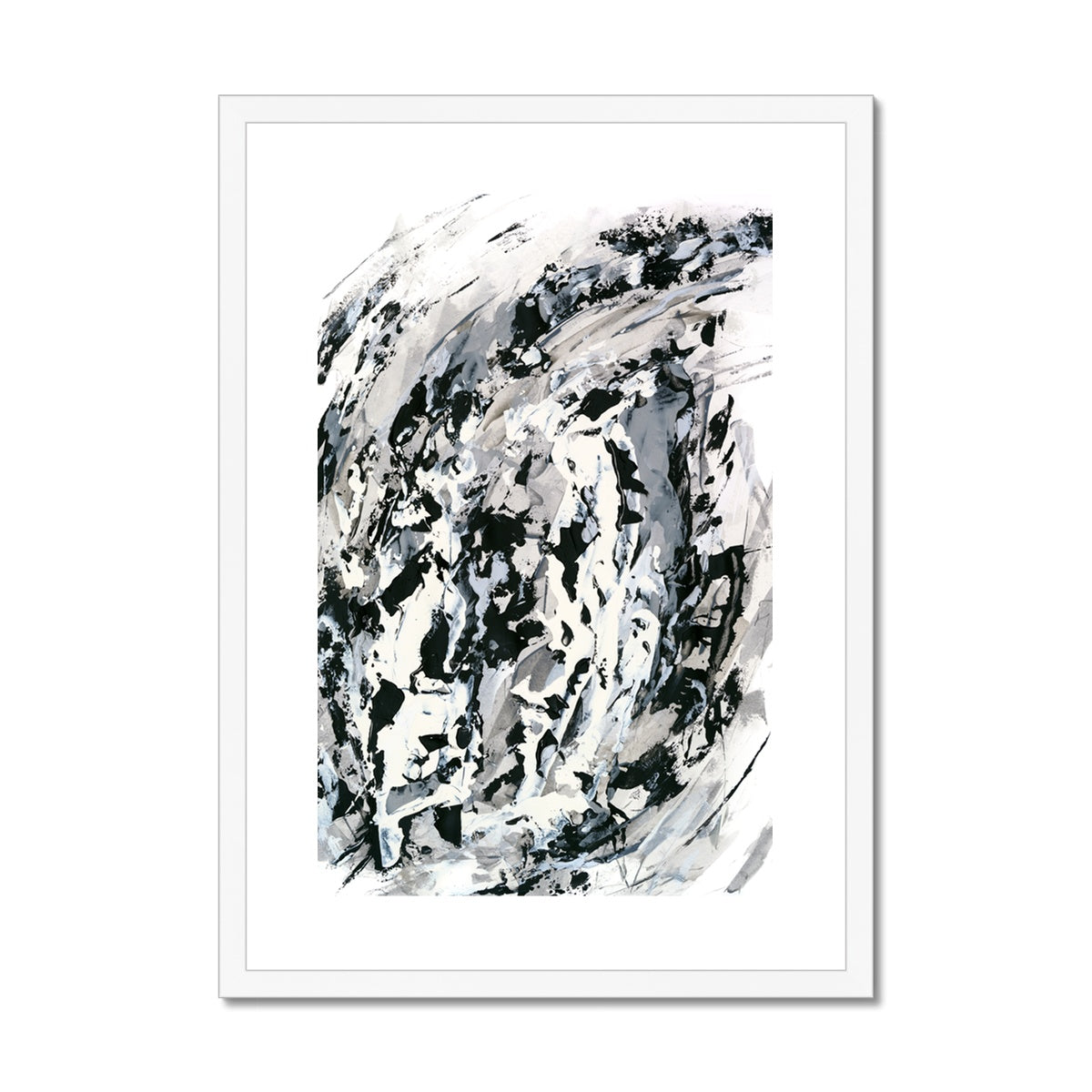 Hurricane, monochrome abstract framed fine art print, high quality abstract artwork. Chris Moss Art