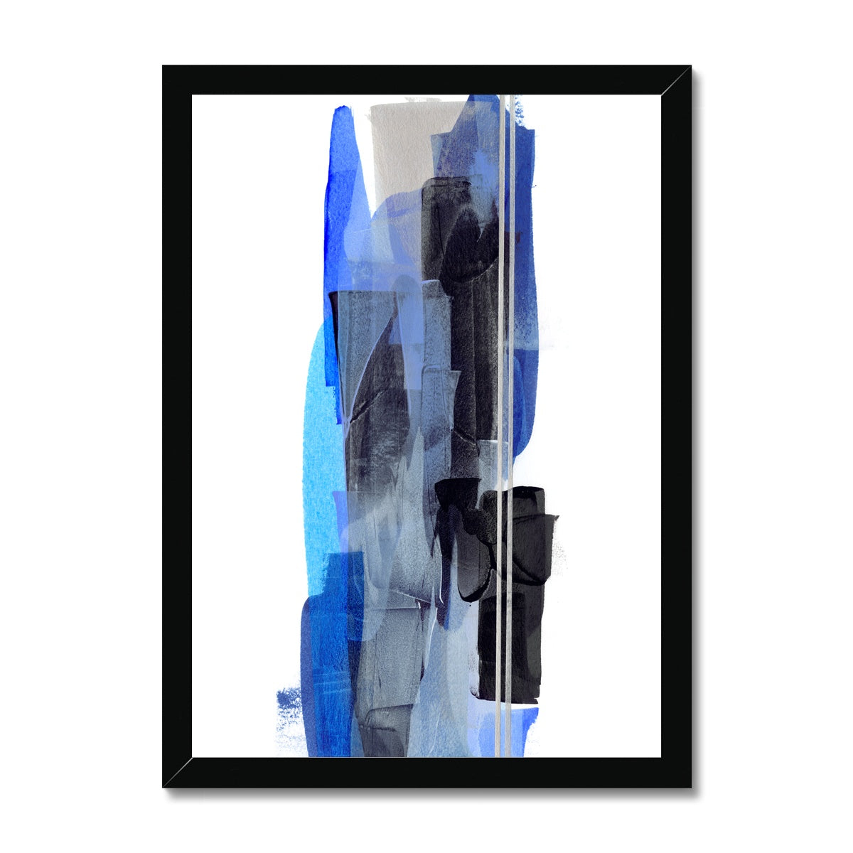 Dare, blue abstract artwork. Framed fine art print, high quality. Chris Moss Art. 15% off first order.