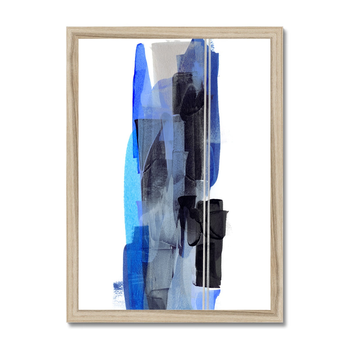 Dare, blue abstract framed fine art print, high quality. Chris Moss Art. 15% off first order.