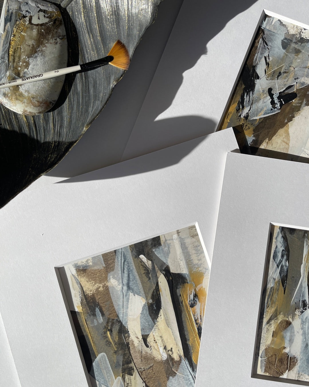 Neutral & gold abstract artworks on paper | Artefact Collection | Chris Moss