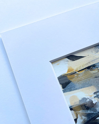 Dune | neutral & gold abstract painting on paper | mounted and unframed | A2 | Chris Moss Art 