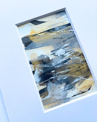 Dune | neutral & gold abstract painting on paper | mounted and unframed | A2 | Chris Moss Art 
