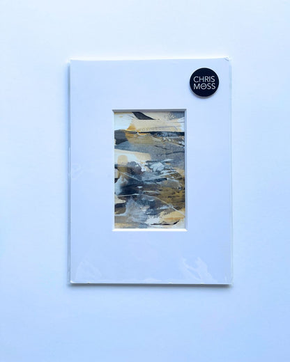 Dune | neutral & gold abstract painting on paper | mounted and unframed | packaged | A2 | Chris Moss Art 