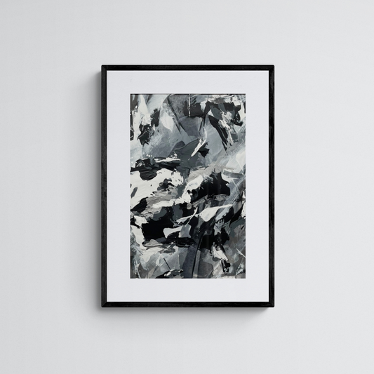 Echo No.1 | Monochrome abstract artwork on paper | Size A2. Chris Moss Art