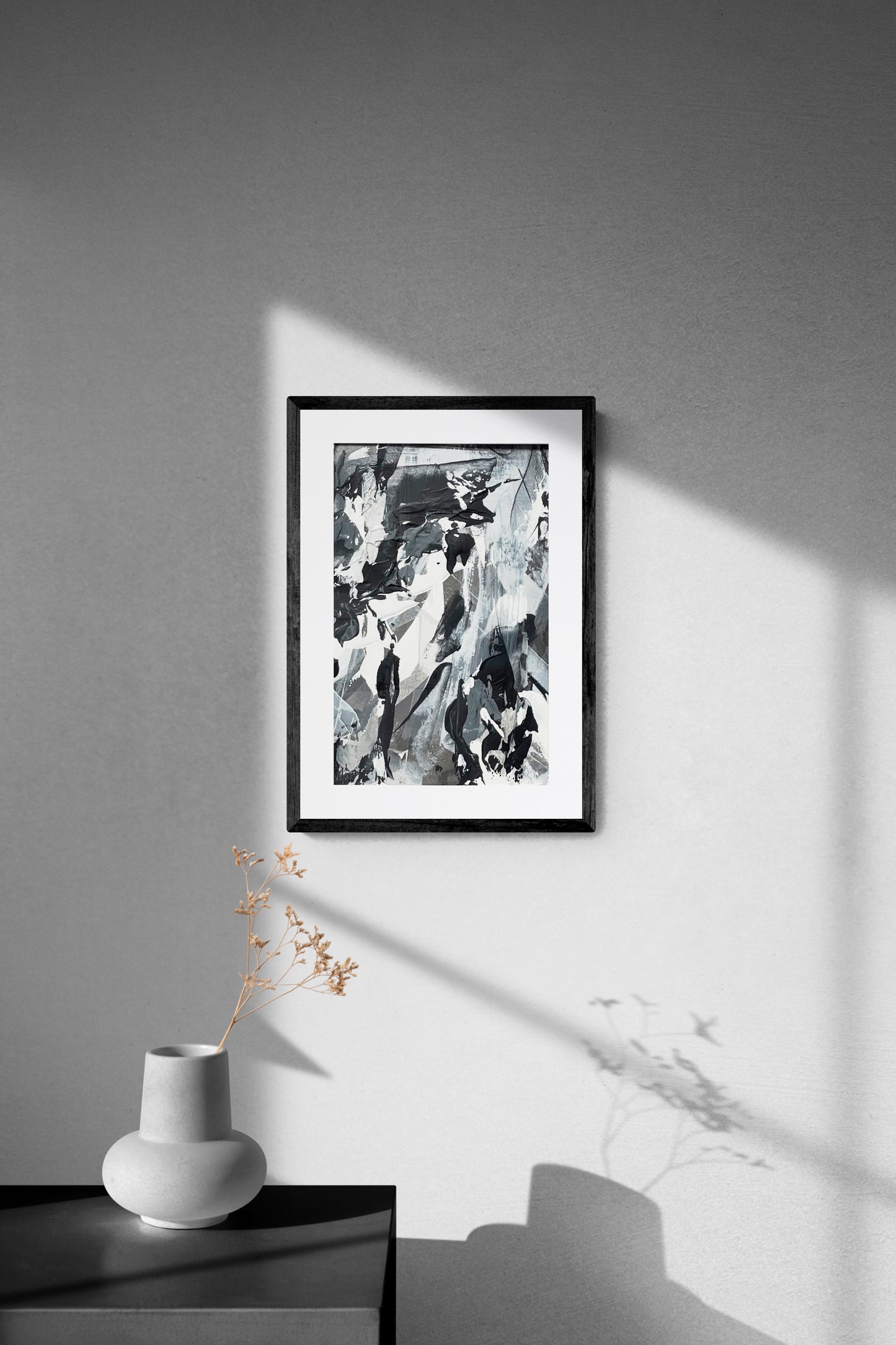 Echo No.6 | Original monochrome abstract artwork on paper. Size A3. Chris Moss Art