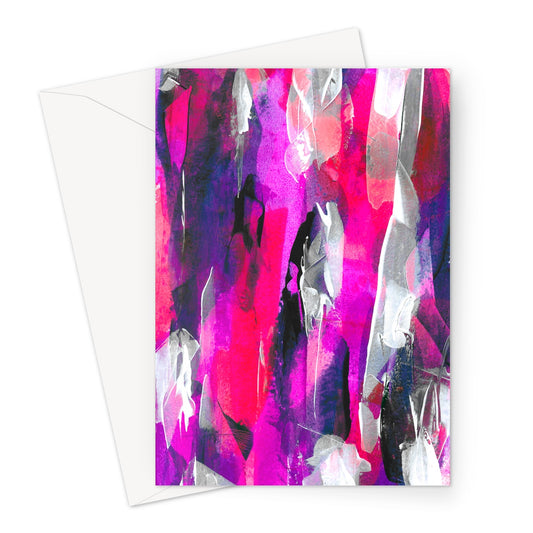 Encore. Abstract fine art stationery - hardback journal and greeting cards. Pink & violet. Chris Moss Art