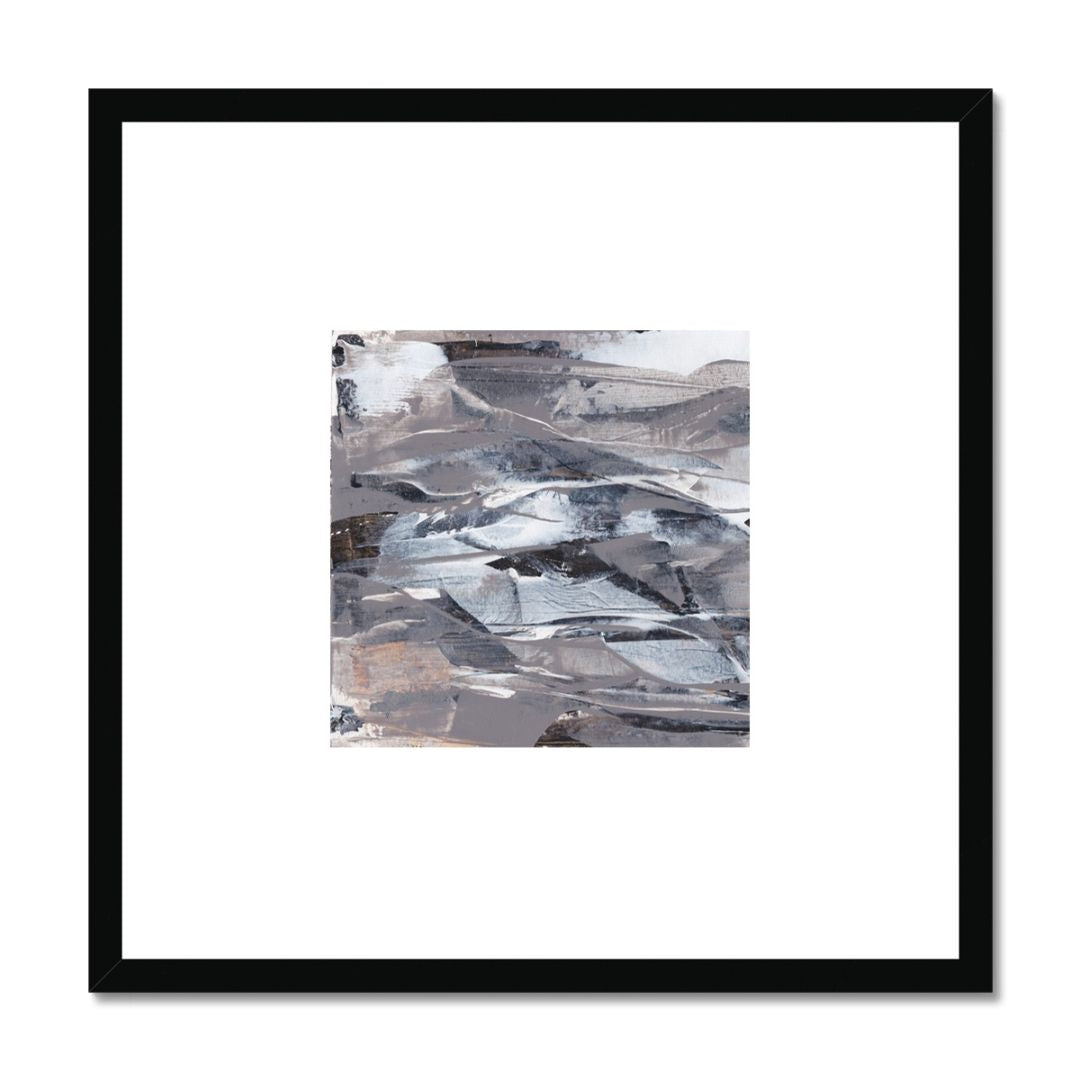 Fathom | neutral gold taupe black and white abstract fine art print | styled in a black frame | Chris Moss Art