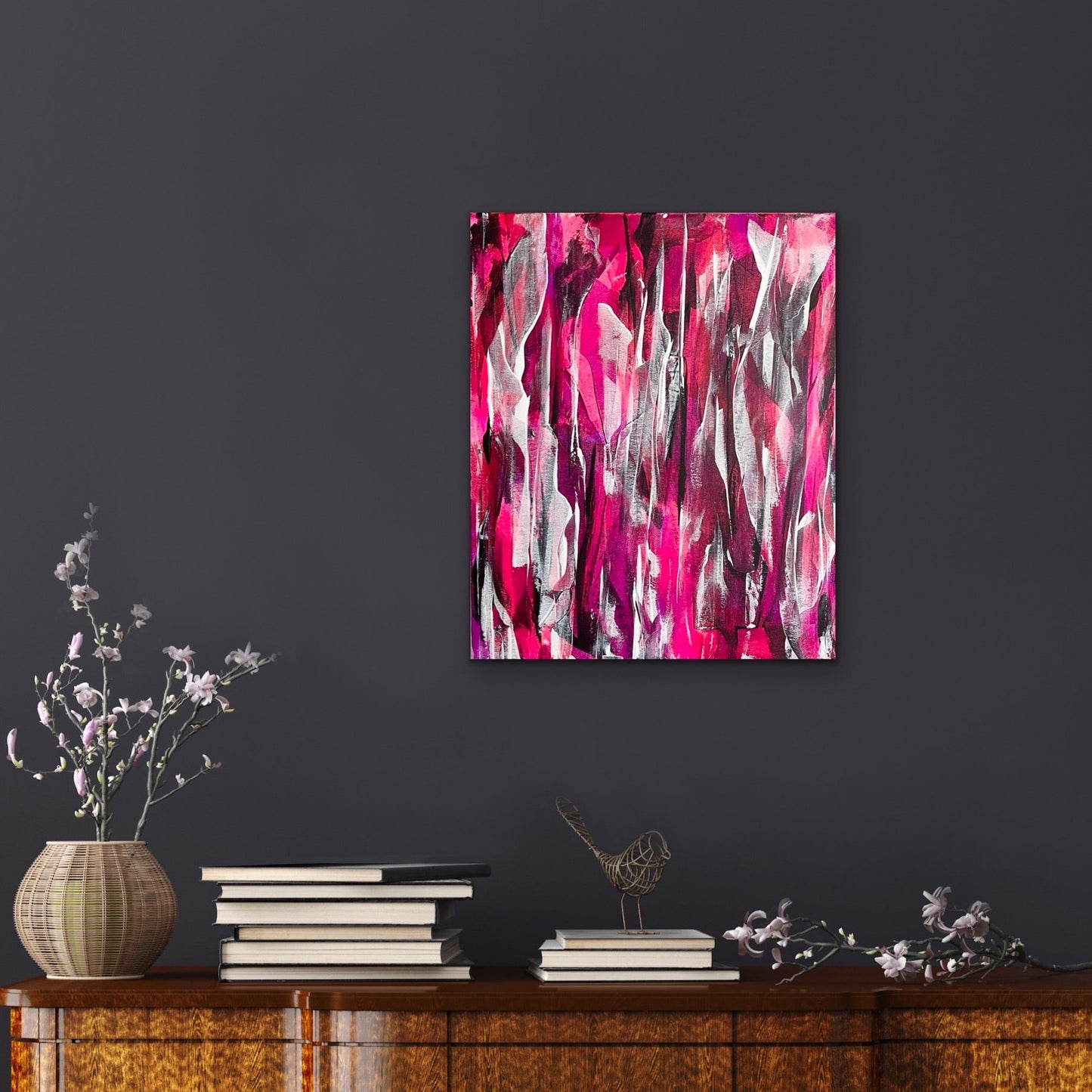 Phantom: Luminata. Pink, violet and white abstract painting on canvas. Chris Moss Art.