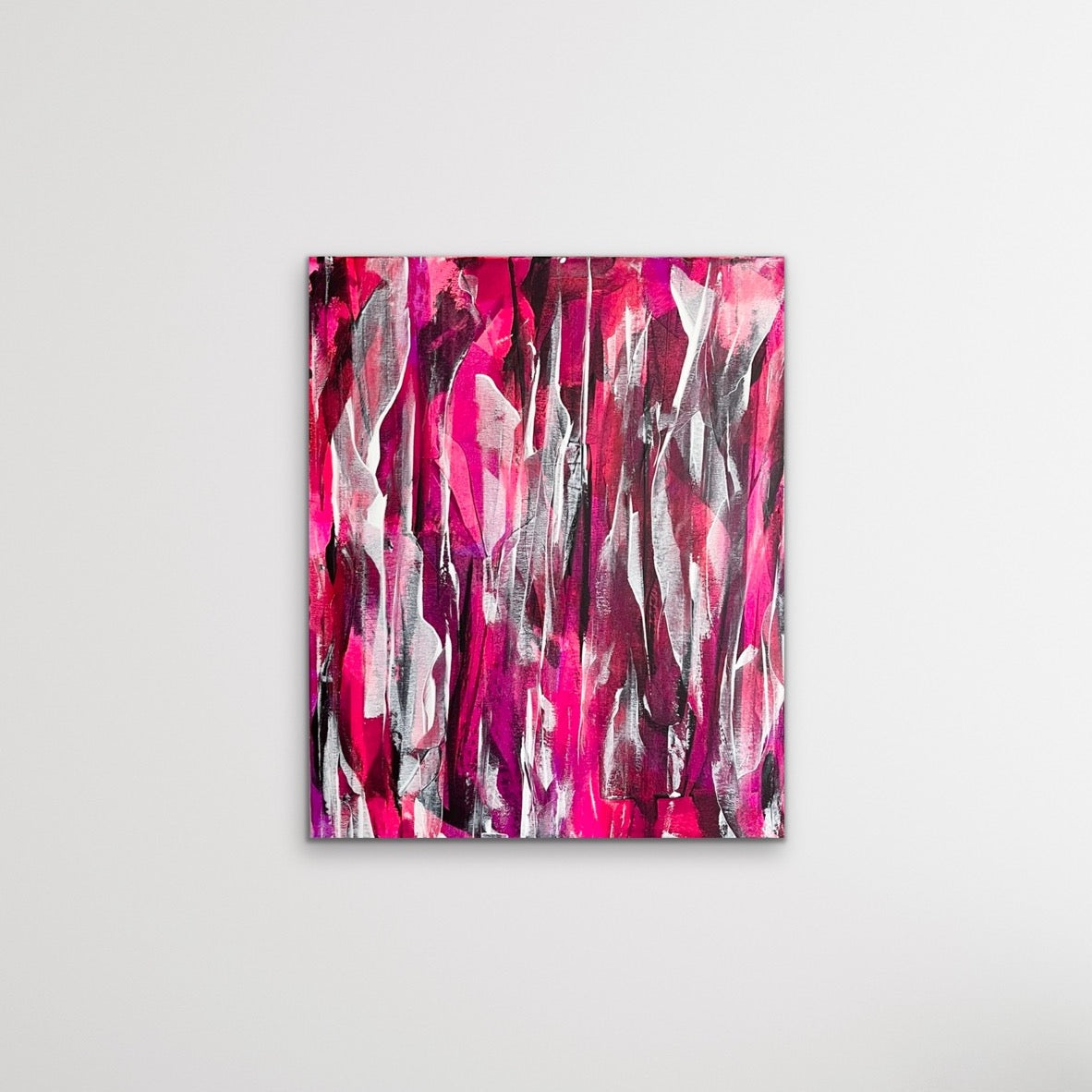 Phantom: Luminata. Pink, violet and white abstract painting on canvas. Chris Moss Art.