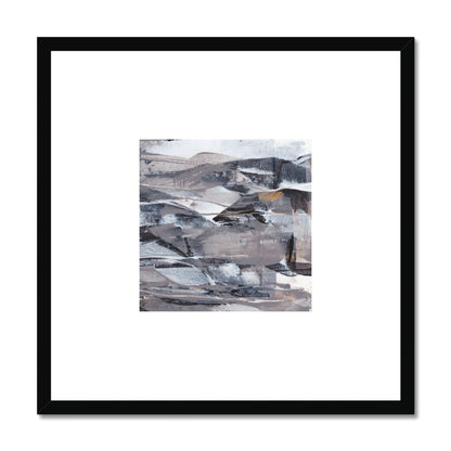 Vesper | neutral gold taupe black and white abstract fine art print | styled in black frame | Chris Moss Art