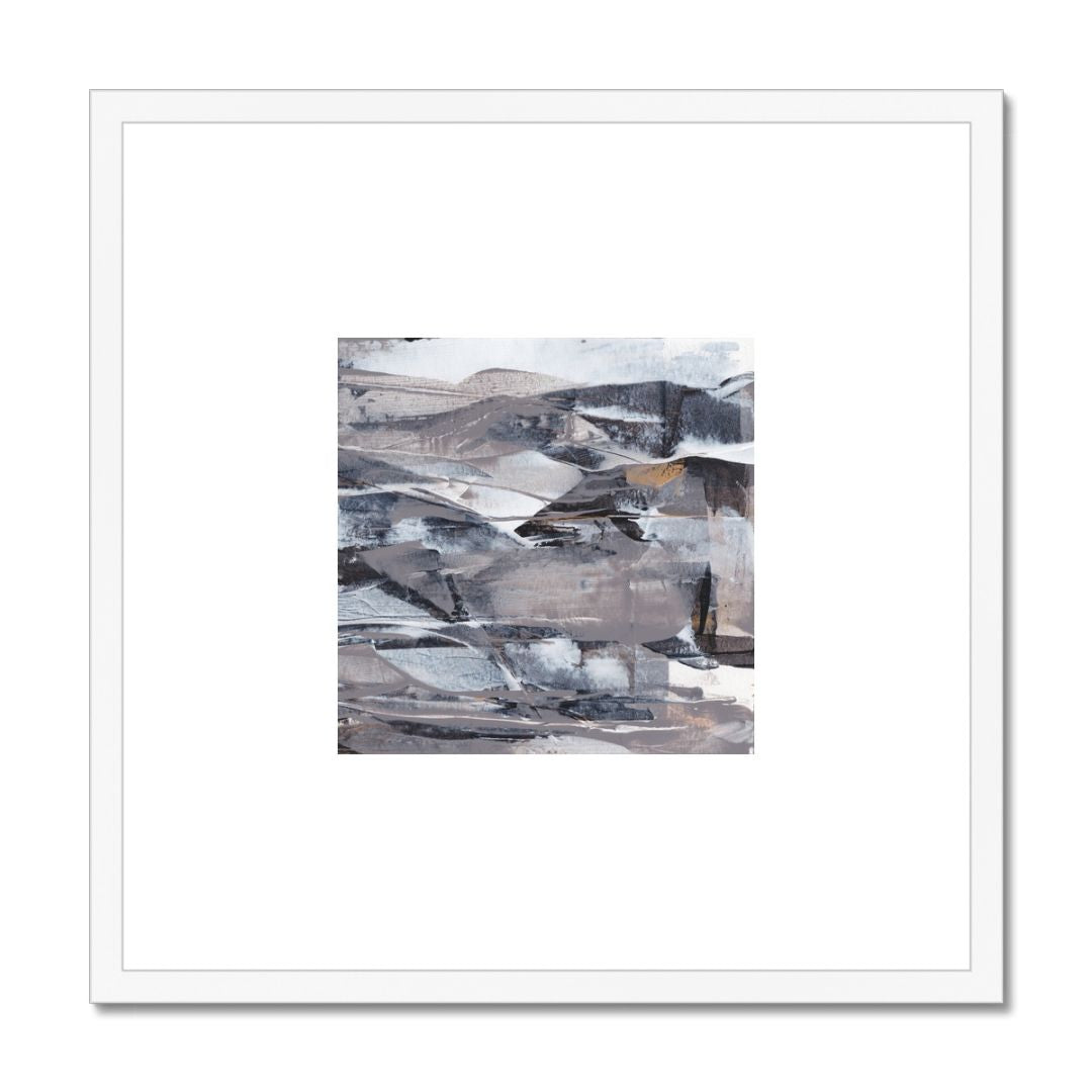 Vesper | neutral gold taupe black and white abstract fine art print | styled in white frame | Chris Moss Art