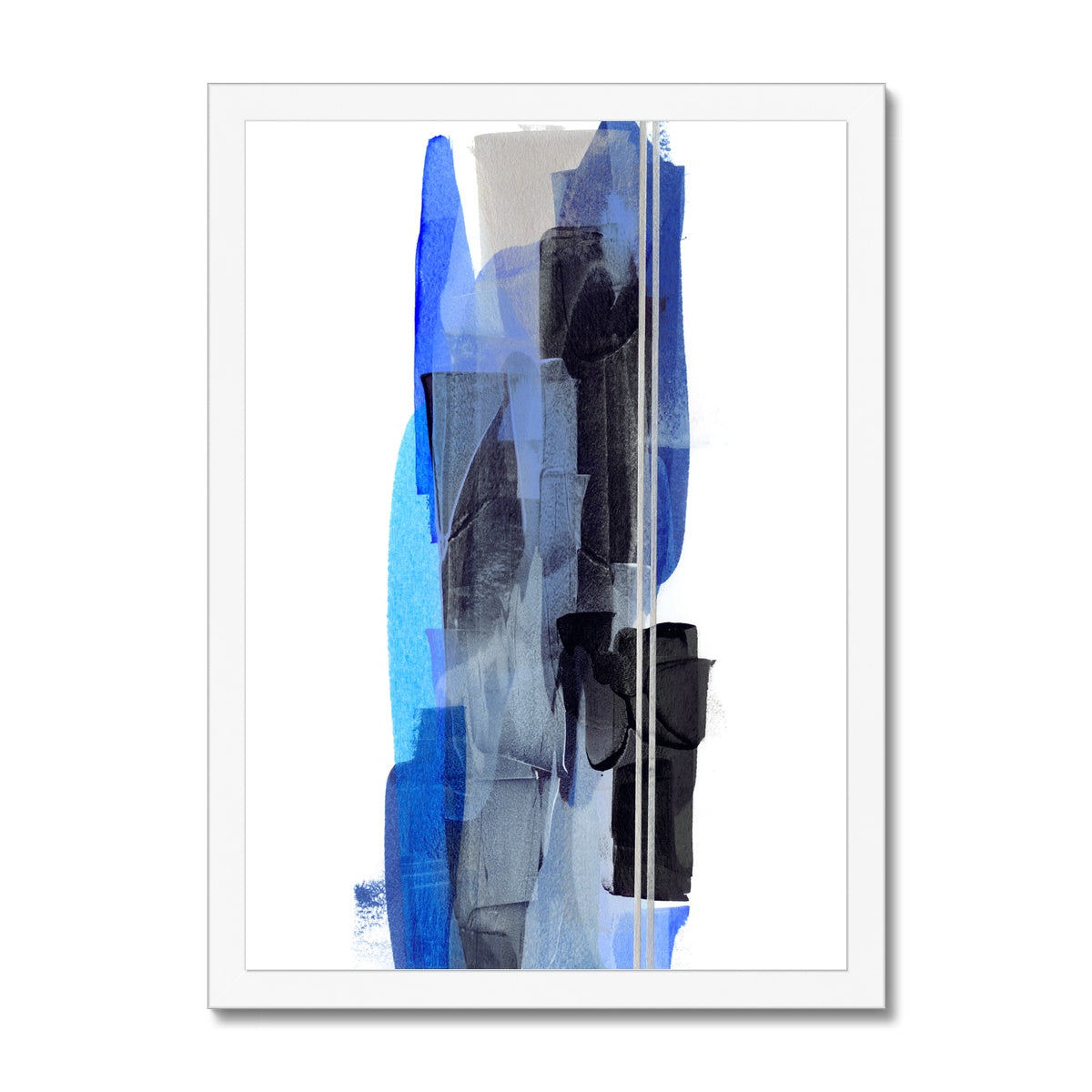 Dare, blue abstract framed fine art print, high quality. Chris Moss Art. 15% off first order.